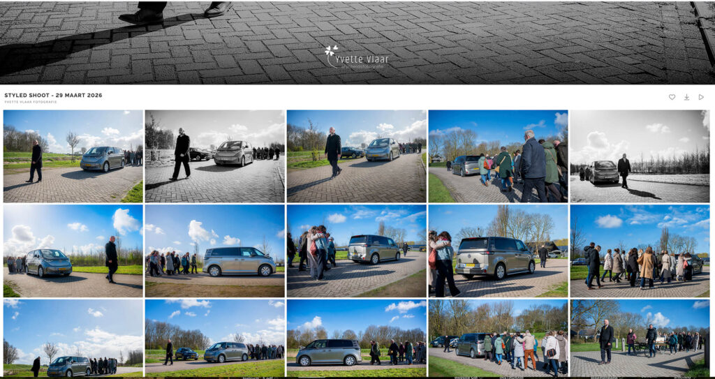 Mooie manier op de foto's van een uitvaart af te leveren en te tonen aan nabestaanden is in een online gallery. Wordt vaak gebruikt in de uitvaartfotografie